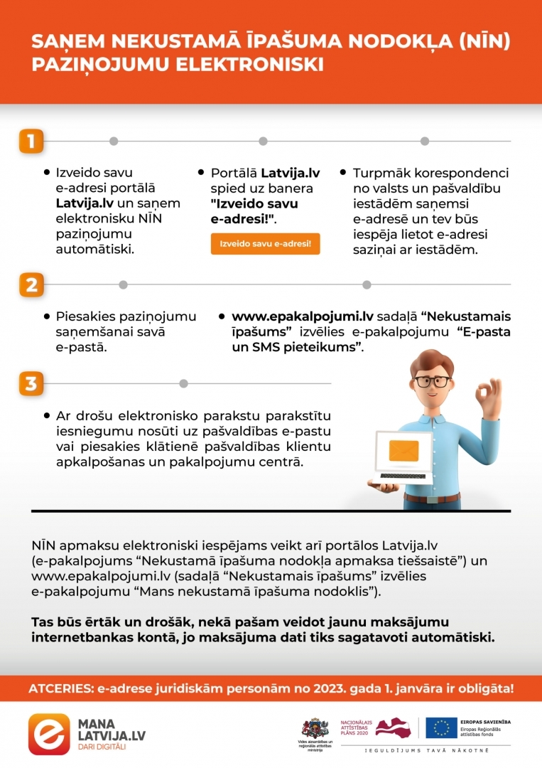 Saņem paziņojumu par nekustamā īpašuma nodokli elektroniski!